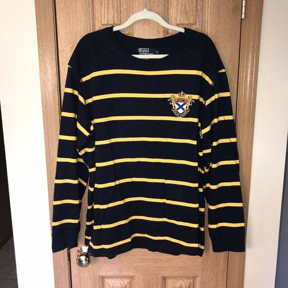 Ralph Lauren Other - Polo Ralph Lauren Crest #7 Striped L/S Shirt Men's XL Thick Rare, Elbow Patches